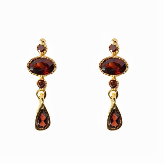 14k Gold Vermeil Festive Garnet Studs
