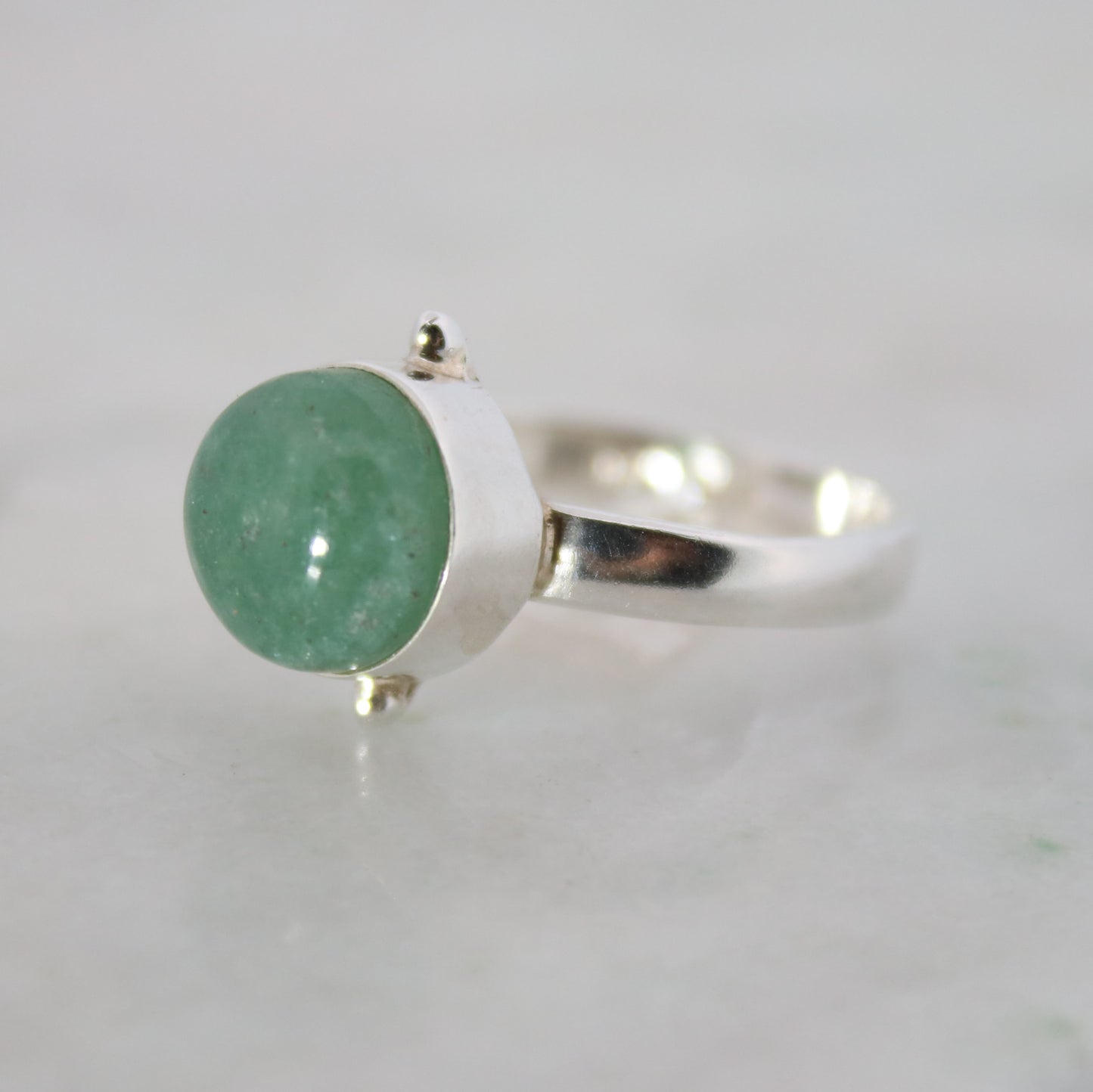 Sterling Silver Clock Ring - Aventurine