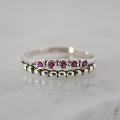 Sterling Silver Eleganza Ring Ruby Zircon