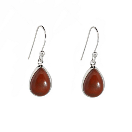 Sterling silver Teardrop Red Jasper Earrings