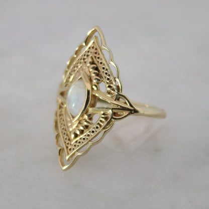 14K Gold Vermeil Radiant Blossom Ring Moonstone
