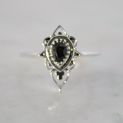 Sterling Silver Delicate Silhouette Ring Black Onyx