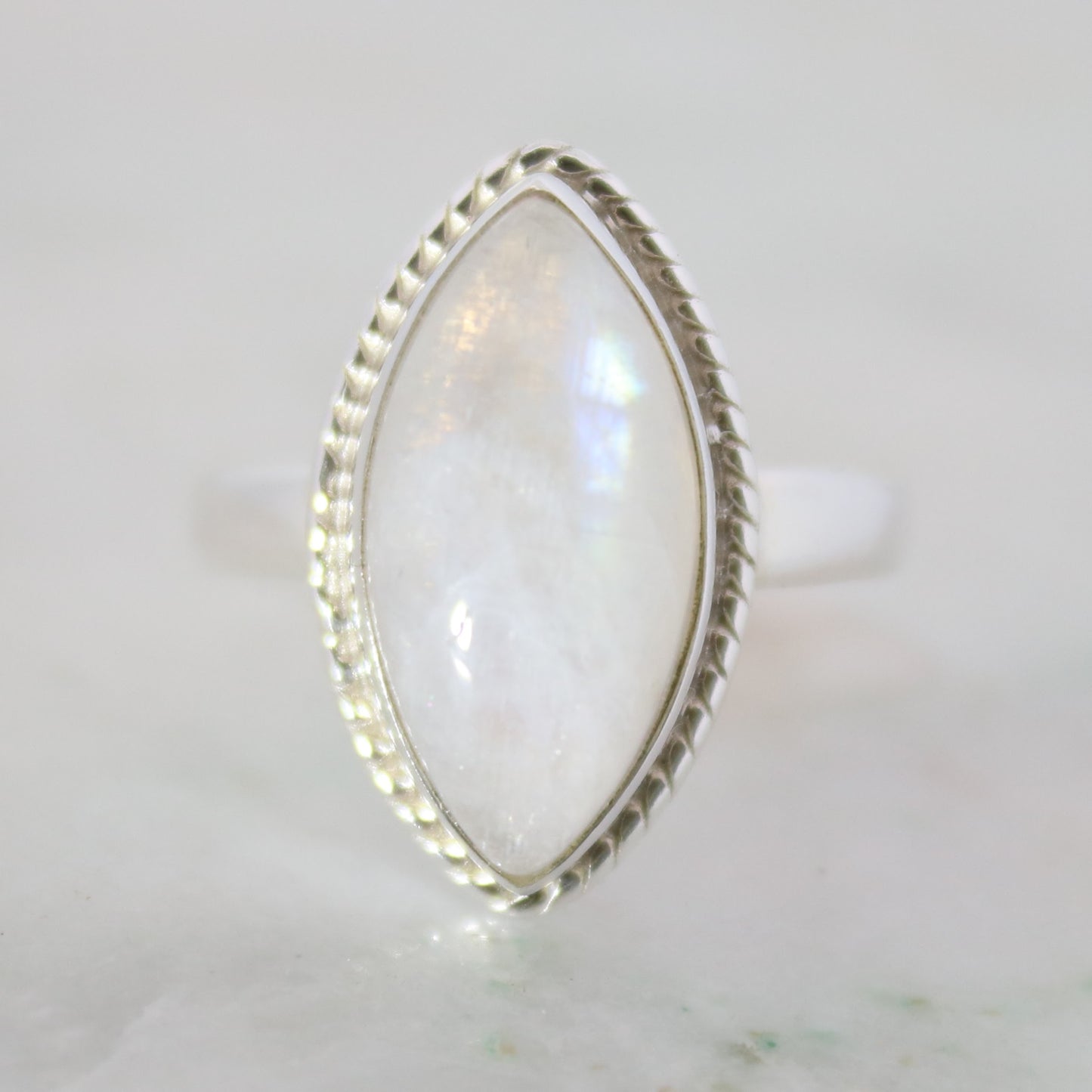 Sterling Silver Marquise Moonstone Ring