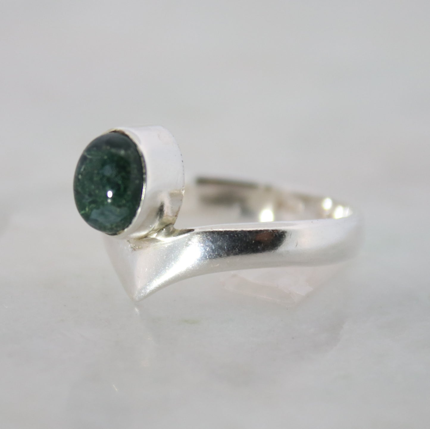 Sterling Silver Forest Fruit Ring - Moss Agate