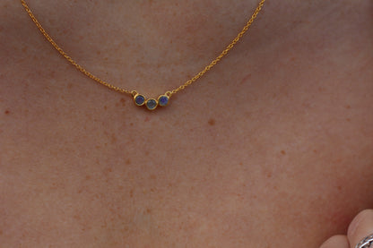 14k Gold Vermeil Triple Stones Labradorite Necklace