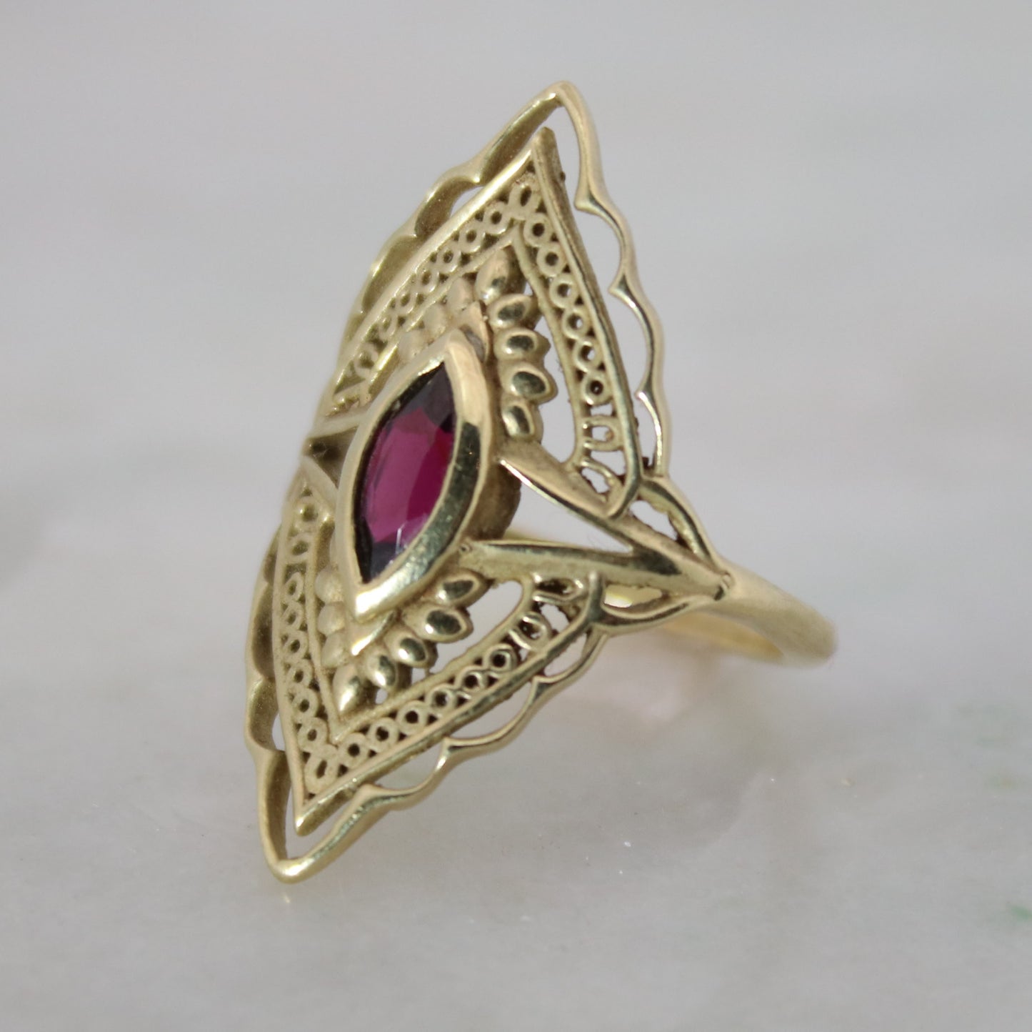 14K Gold Vermeil Radiant Blossom Ring Garnet