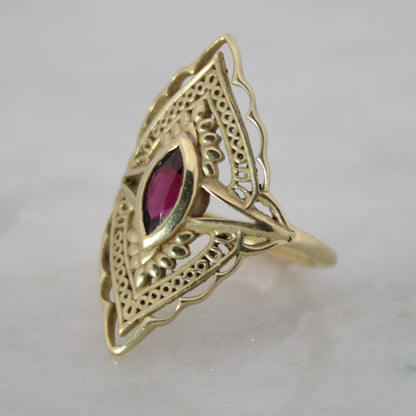 14K Gold Vermeil Radiant Blossom Ring Garnet