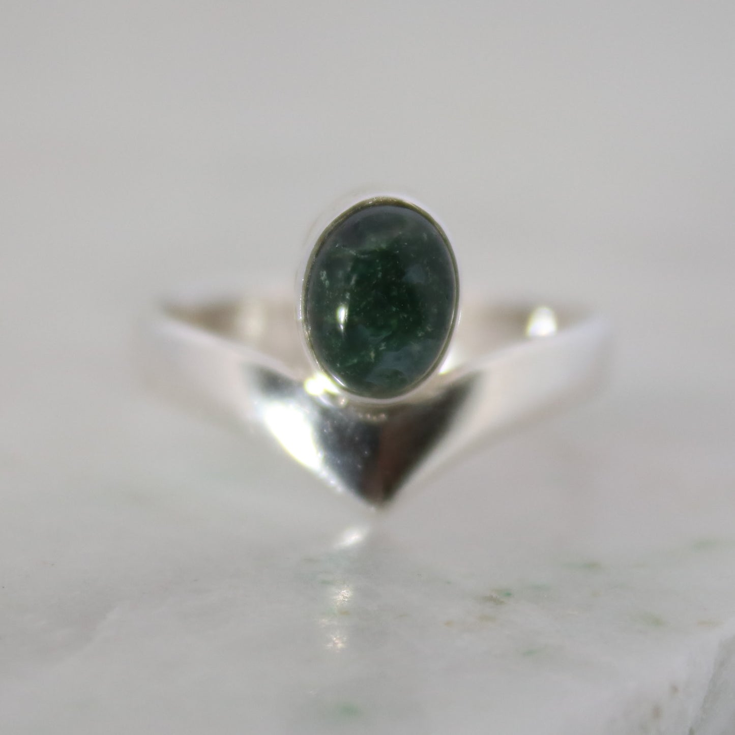 Sterling Silver Forest Fruit Ring - Moss Agate