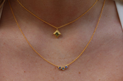 14k Gold Vermeil Triple Stones Labradorite Necklace