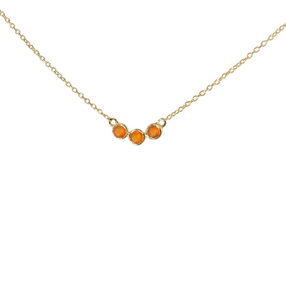 14k Gold Vermeil Triple Stones Carnelian Necklace