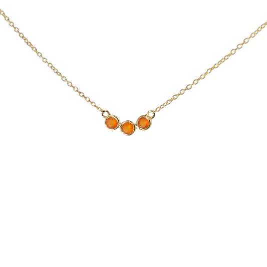 14k Gold Vermeil Triple Stones Carnelian Necklace