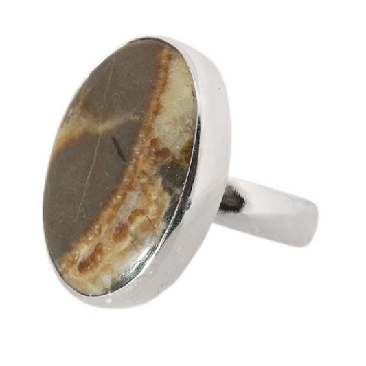 Sterling Silver Oval Septaria Ring - 17 mm