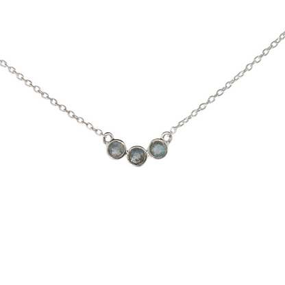 Sterling Silver Triple Stones Labradorite Necklace