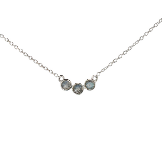 Sterling Silver Triple Stones Labradorite Necklace