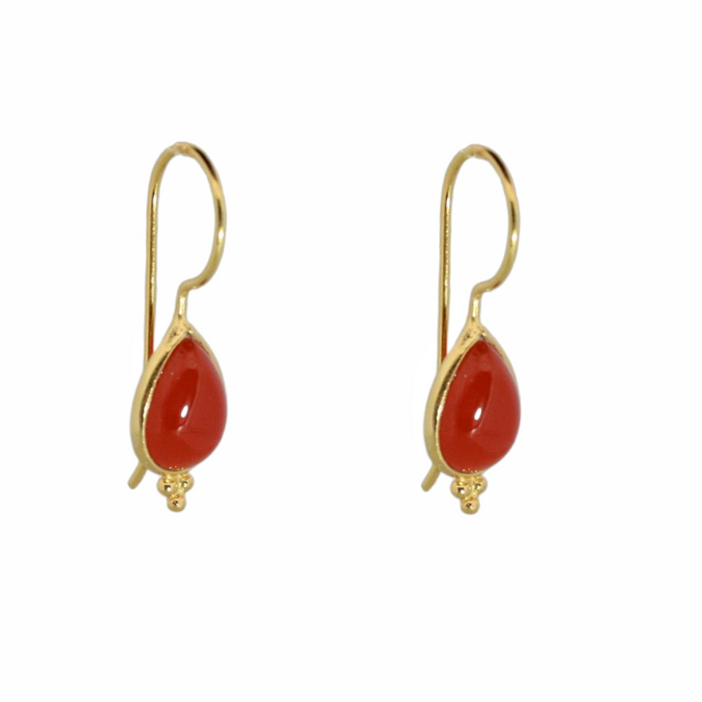 14k Gold Vermeil Rain Drop Carnelian Earrings