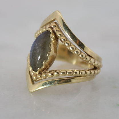 14K Gold Vermeil Kiss by the Moon Ring Labradorite