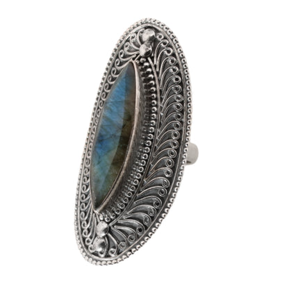 Sterling Silver Ultimate Bohemian Ring - Labradorite - 18 mm