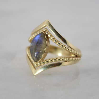 14K Gold Vermeil Kiss by the Moon Ring Labradorite