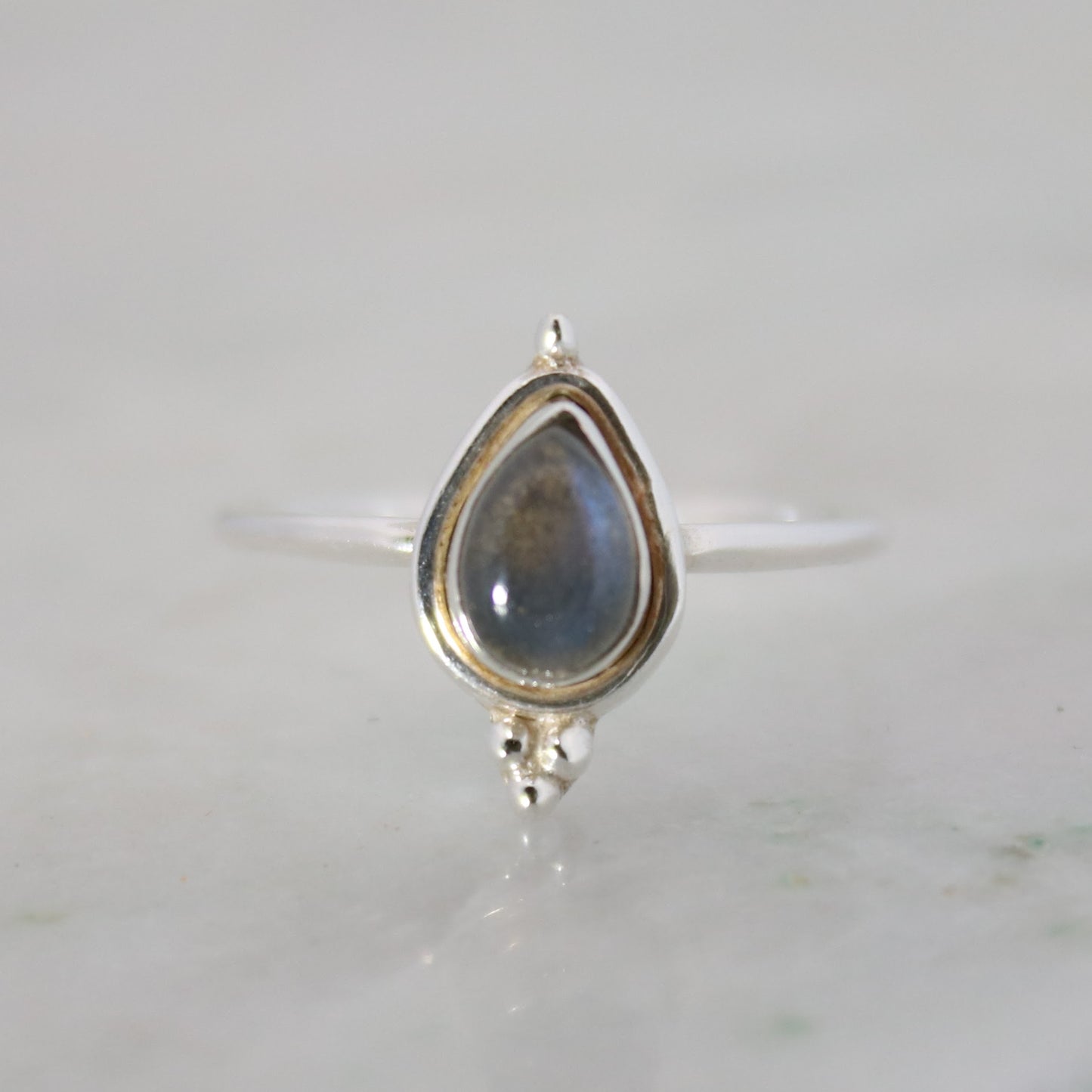 Sterling Silver Tiny Queen Ring - Labradorite