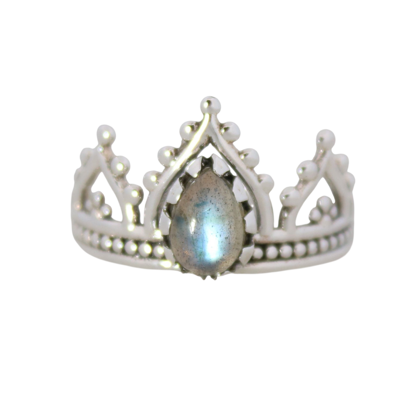 Sterling Silver Ring Temple Crown - Labradorite