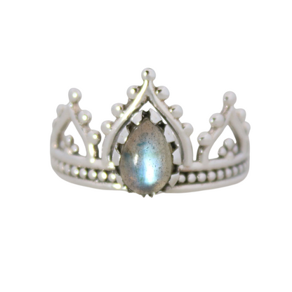 Sterling Silver Ring Temple Crown - Labradorite