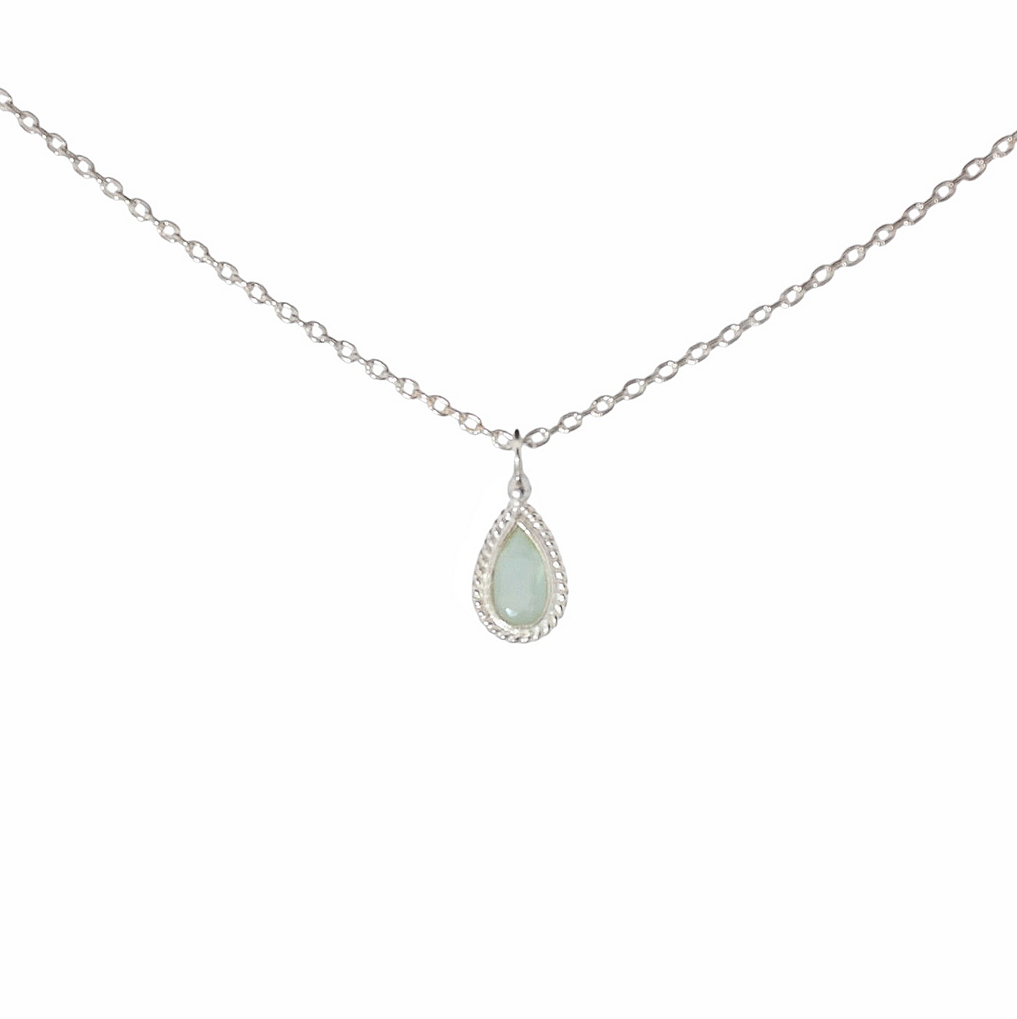 Sterling Silver Mini Teardrop Moonstone Necklace