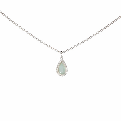 Sterling Silver Mini Teardrop Moonstone Necklace