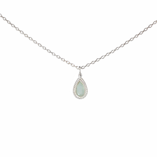 Sterling Silver Mini Teardrop Moonstone Necklace
