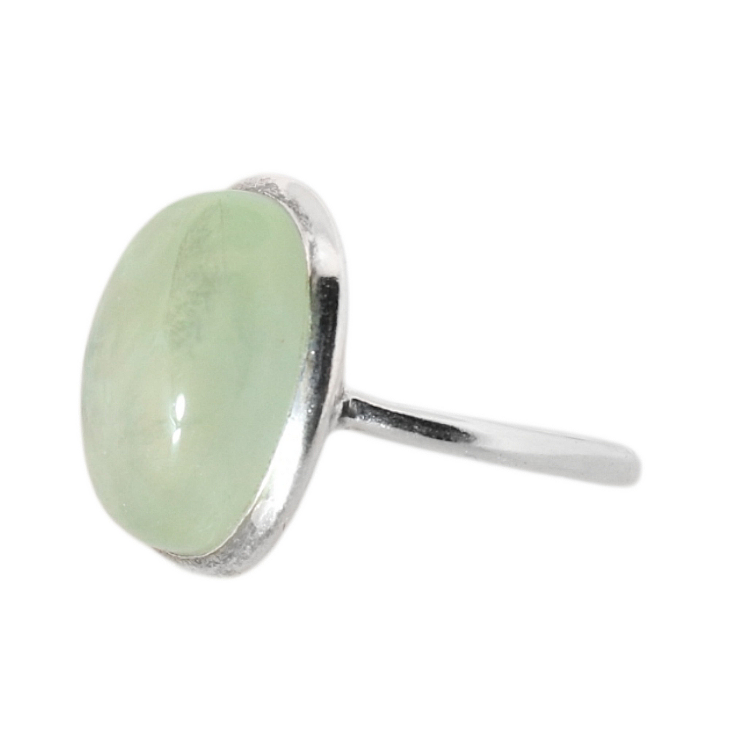 Sterling Silver Oval Prehnite Ring - 17 mm