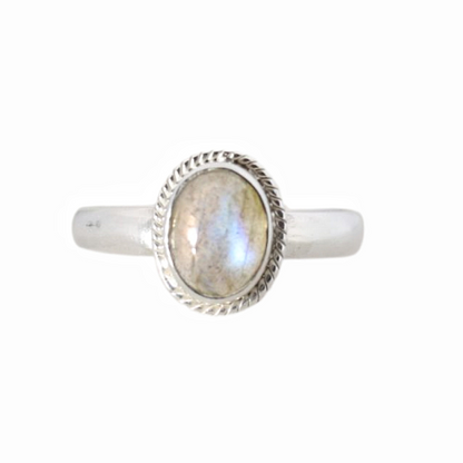 Sterling Silver Oval Moonbeam Ring Labradorite
