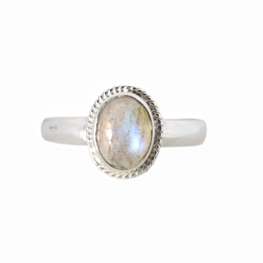 Sterling Silver Oval Moonbeam Ring Labradorite