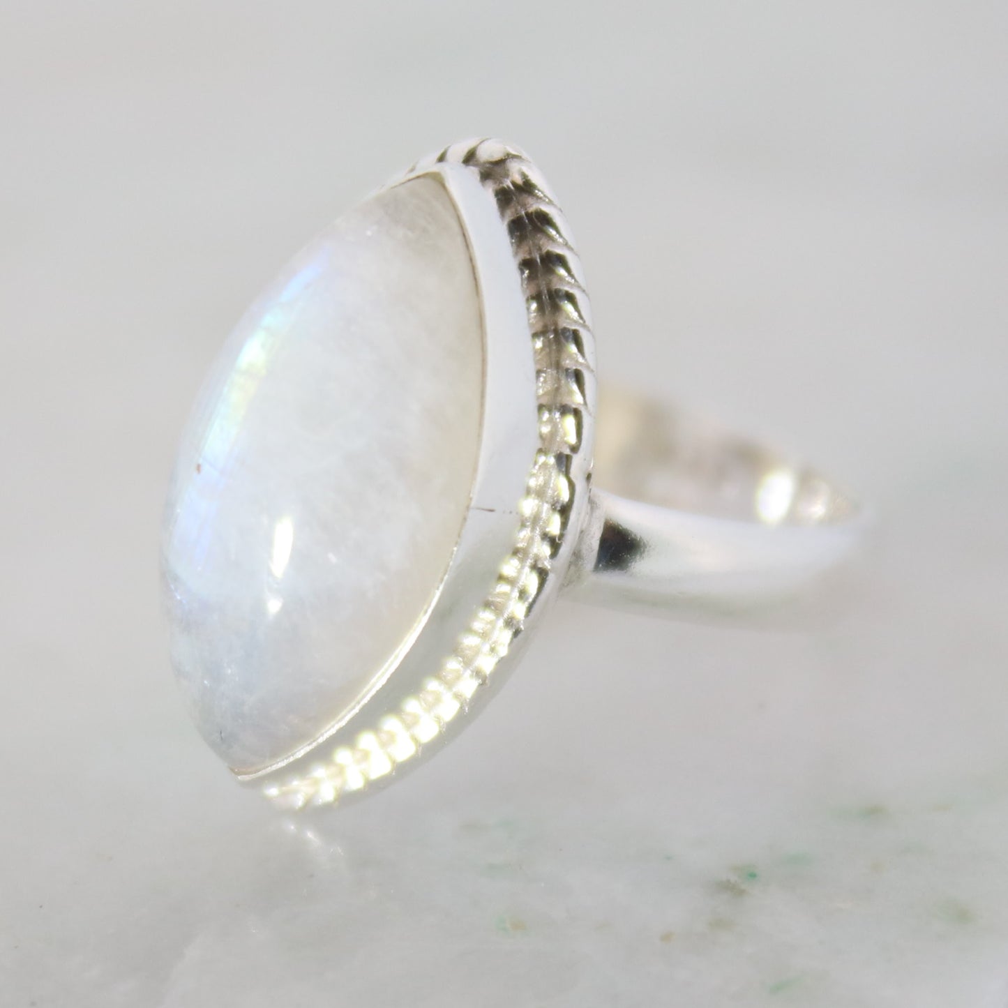 Sterling Silver Marquise Moonstone Ring