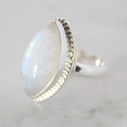 Sterling Silver Marquise Moonstone Ring