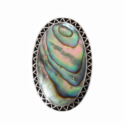 Sterling Silver Oval Triangle Abelone Ring - 17 mm (1)