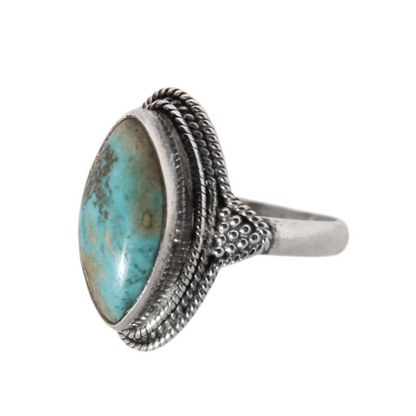 Sterling Silver Beads and More Turquoise Ring - 19 mm