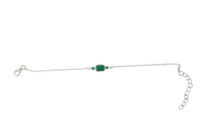 Sterling Silver Square Bracelet Green Onyx