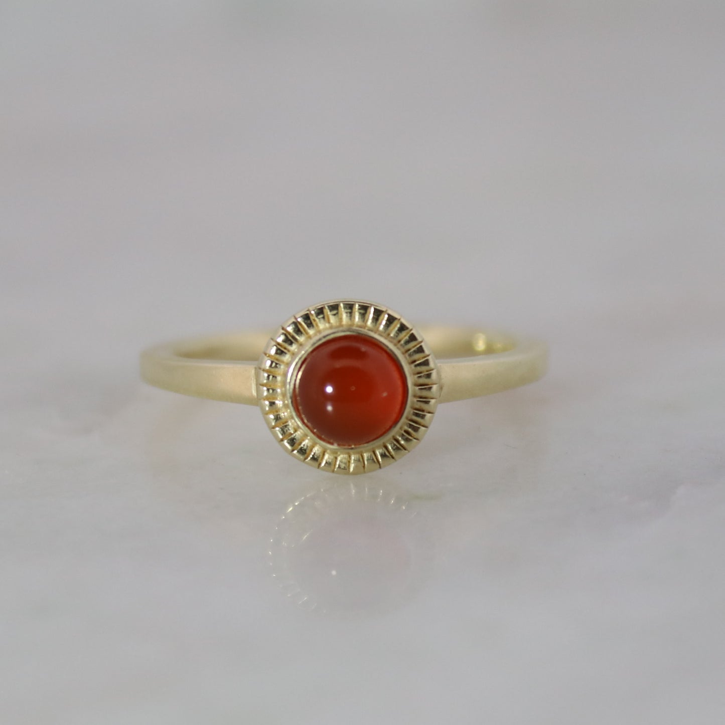 14K Gold Vermeil Charm Ring Carnelian