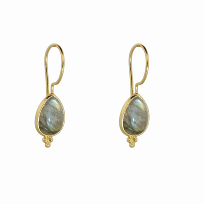 14k Gold Vermeil Rain Drop Labradorite Earrings