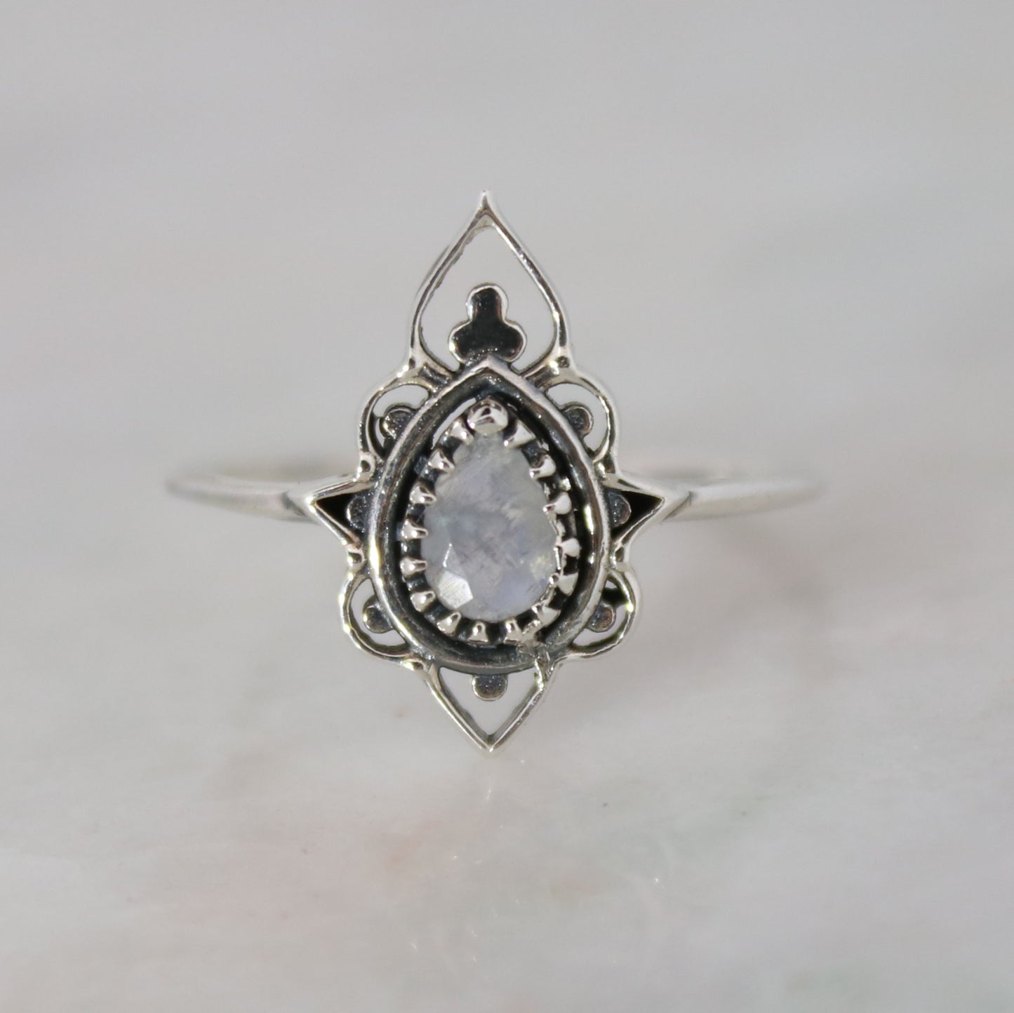 Sterling Silver Delicate Silhouette Ring Moonstone
