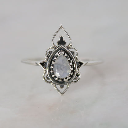 Sterling Silver Delicate Silhouette Ring Moonstone