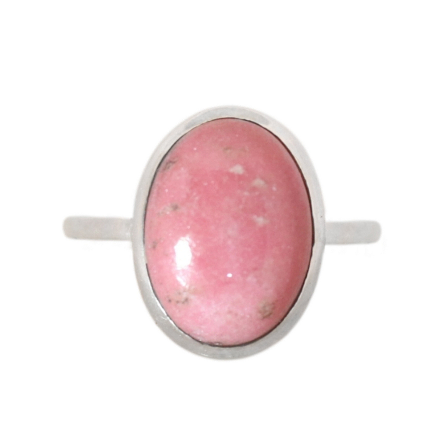 Sterling Silver Oval Rhodochrosite Ring - 17 mm