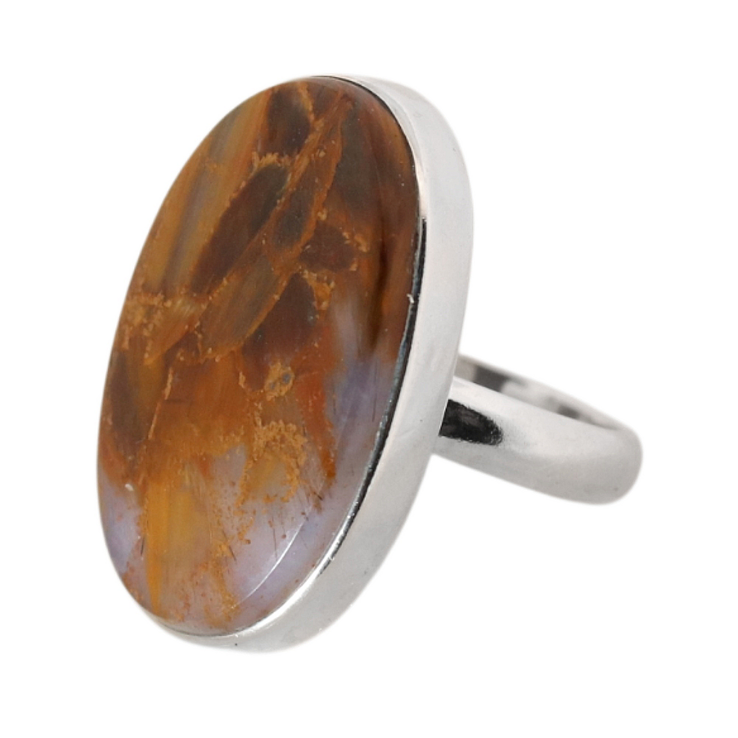 Sterling Silver Oval Pietersite Ring - 18 mm