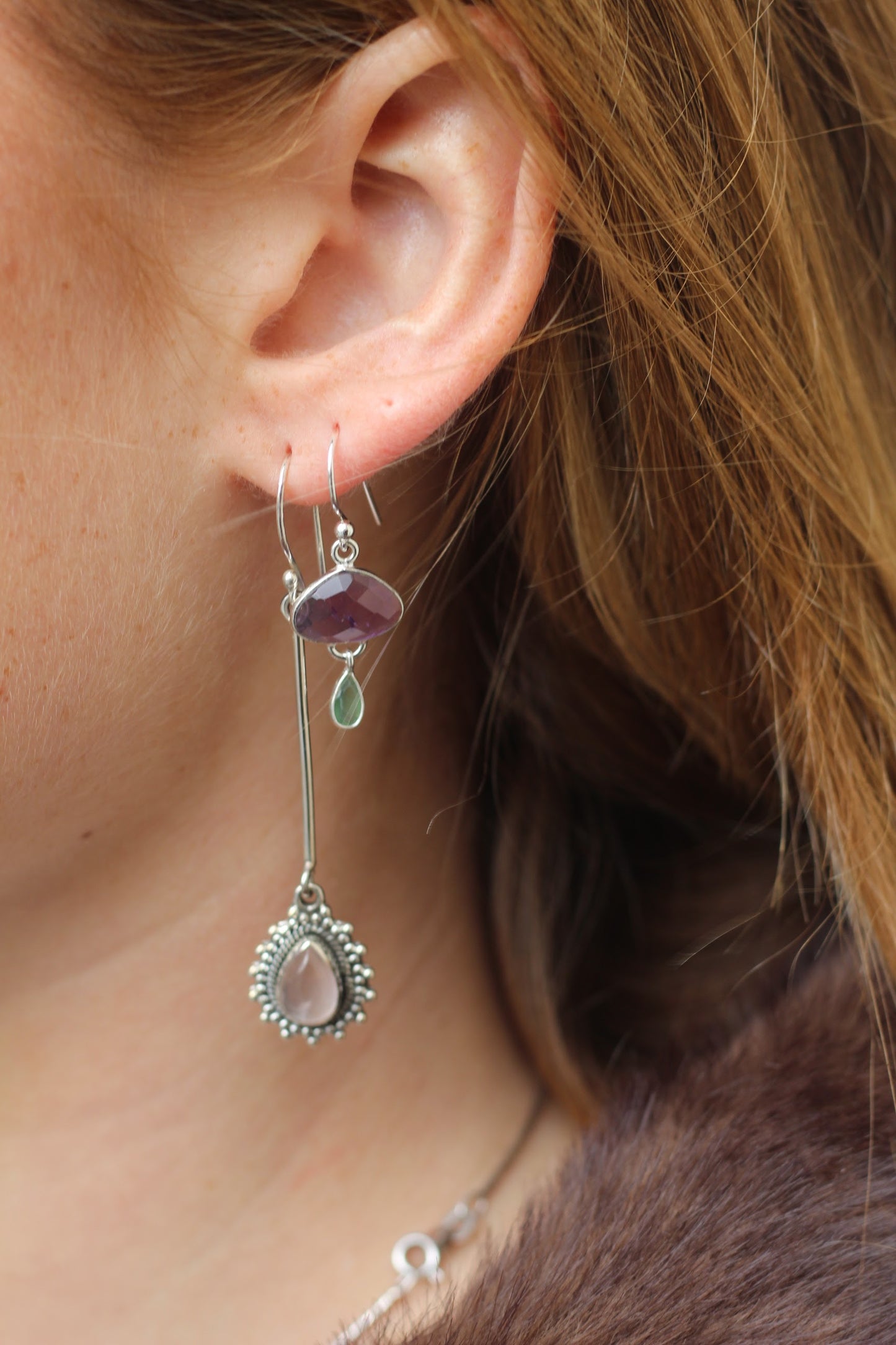 Sterling Silver Waterfall Amethyst Earrings