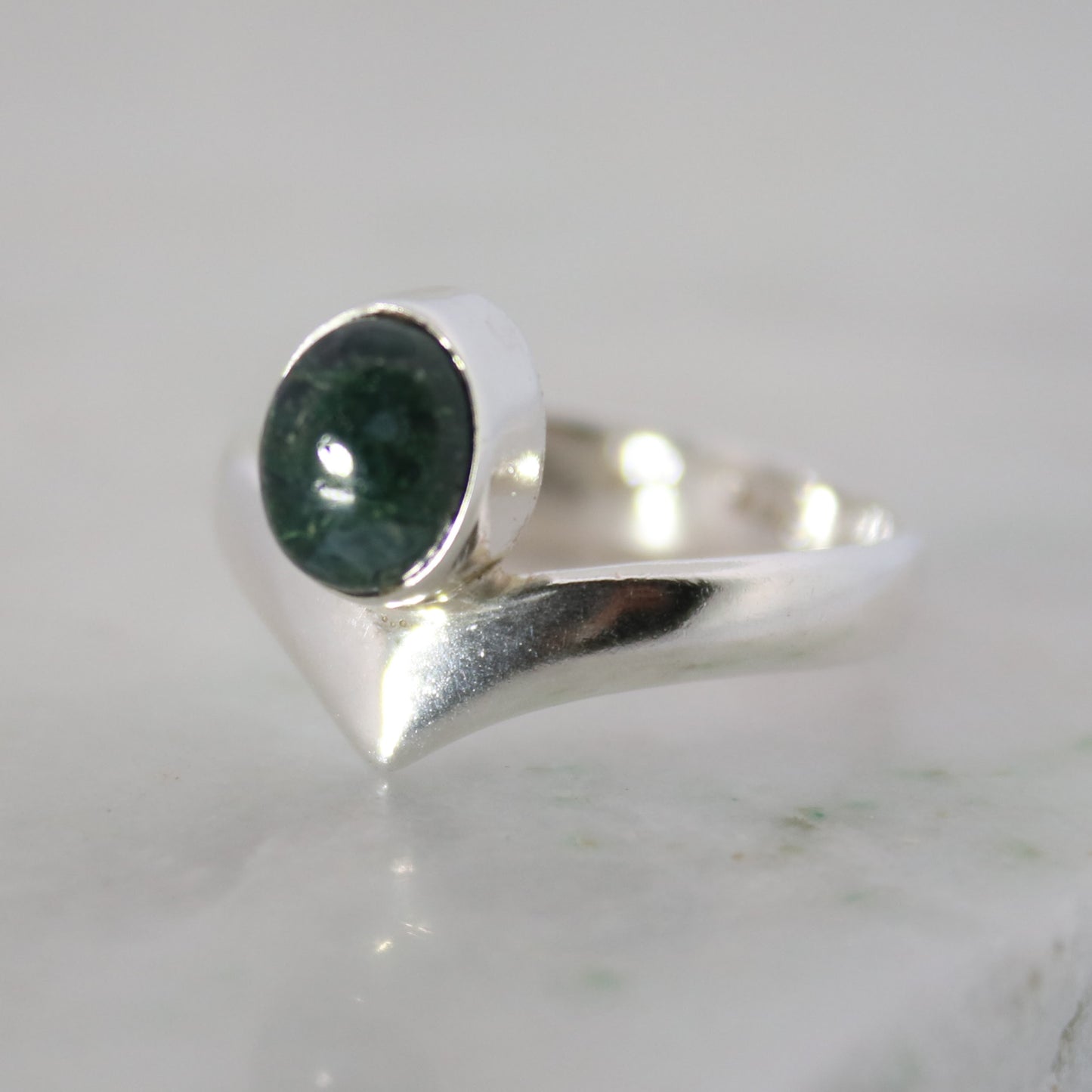Sterling Silver Forest Fruit Ring - Moss Agate