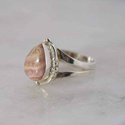 Sterling Silver Bohemian Sugar Ring - Rhodochrosite