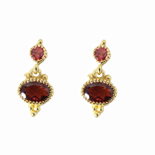 14k Gold Vermeil Garnet Party Studs