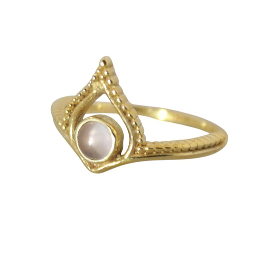 14K Gold Vermeil Sophisticated Sparkle Ring Rose Quarts