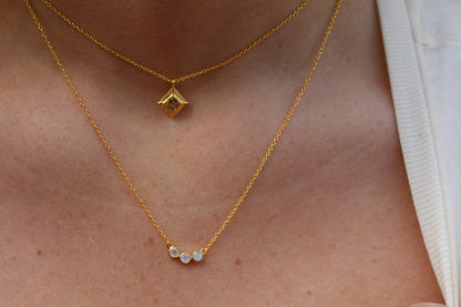 14k Gold Vermeil Triple Stones Moonstone Necklace