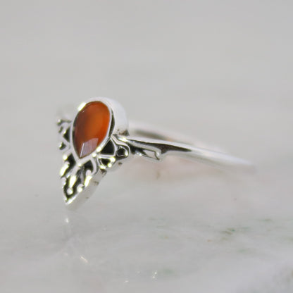 Sterling Silver Majestic Curves Ring – Carnelian
