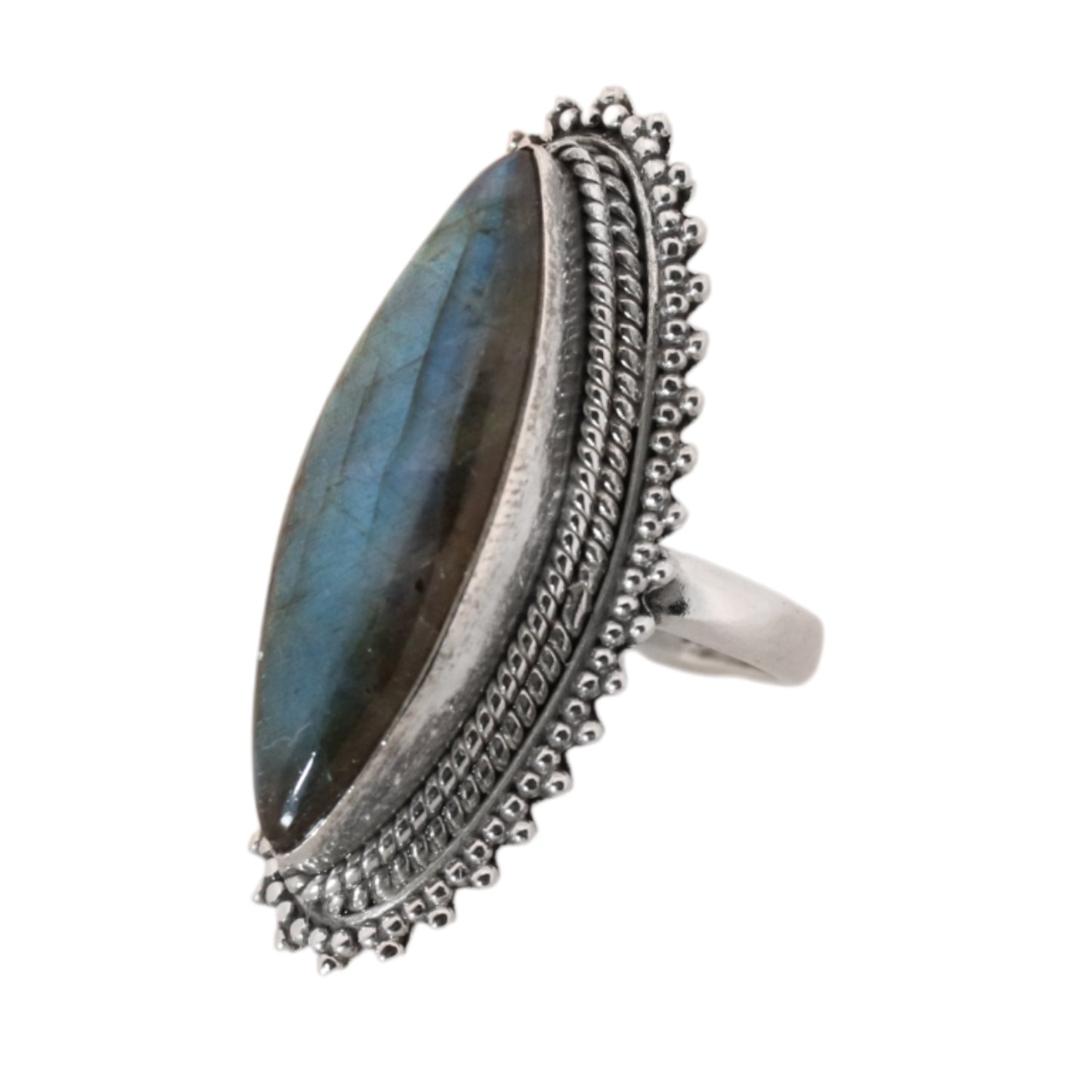 Sterling Silver Big Bohemian Labradorite Ring - 18 mm